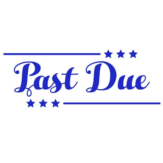 Printtoo Past Due Self Inking Rubber Stamp Pre-Inked Office Stamp- Home Office Business Stationery, 47 x 20 mm Blue