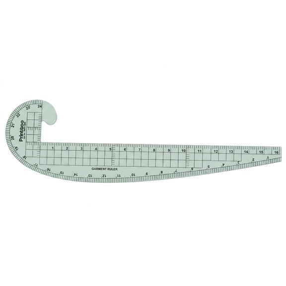 Printtoo Pattern Drafting Garment Ruler with French Curve and Grid Scale, Transparent 2 mm Tailoring Template for Neckline Sleeve Head Armhole Hip Curve Grading Fashion Design Sewing Tool