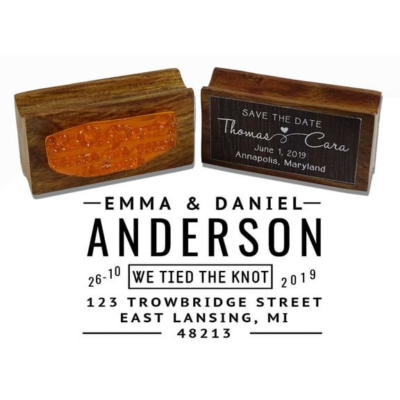 Printtoo Personal Business Shop Name Address Custom Wood Mounted Envelope Rubber Stamp