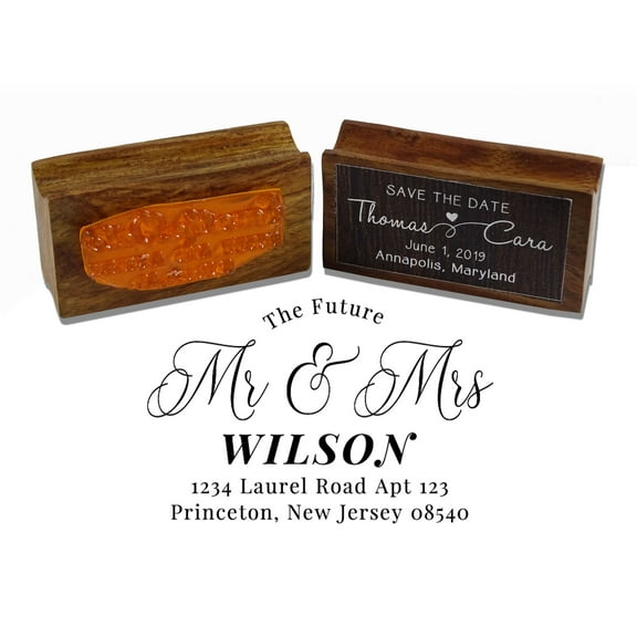 Printtoo Personalized Address Rubber Stamp Custom Wood Mounted Future Stamper-2.6 x 1.1 Inches