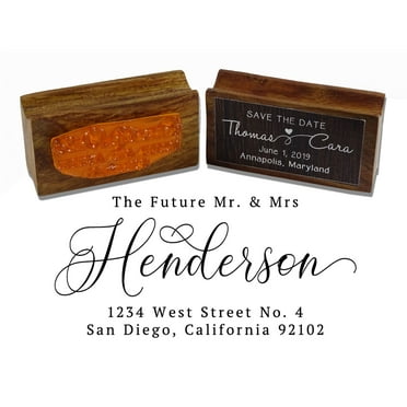 Printtoo Personalized Address Wood Mounted Rubber Stamp Future Custom Stamper-2.6 x 1.1 Inches