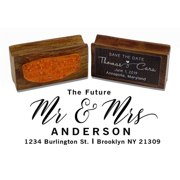 Printtoo Personalized Address Wood Mounted Rubber Stamp Future Custom Stamper-2.6 x 1.1 Inches