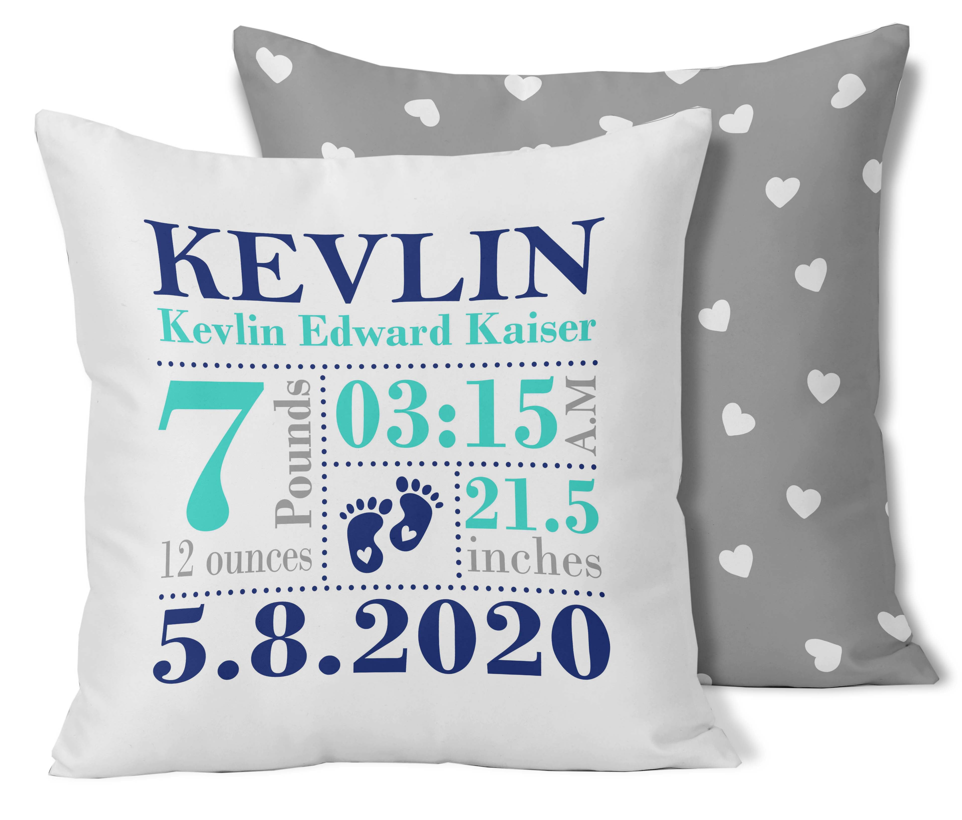 Printtoo Personalized Birth Announcement Pillow-Custom DinosaurBirthStats BabyBoy Gift Nursery Dcor-18x18 Inches