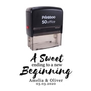 Printtoo Personalized Black Self Inking A Sweet Ending To A New Beginning Stamp Custom Wedding Favor Rubber Stamper-68 x 30 mm