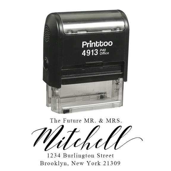 Printtoo Personalized Black Self Inking Address Favor Stamp Custom Future Mr Mrs Rubber Stamper-58 x 22 mm