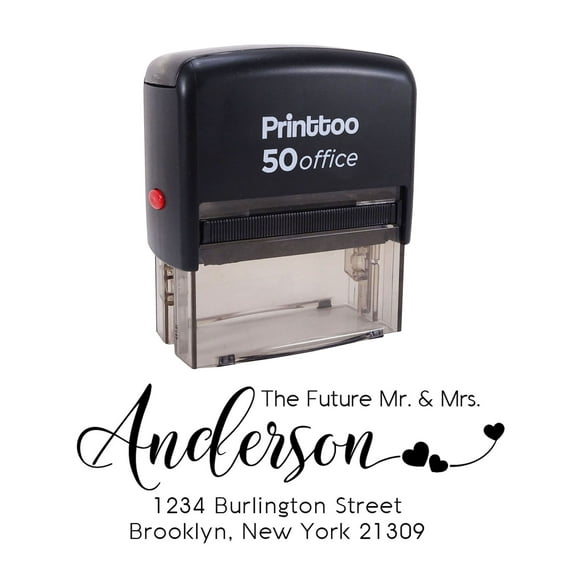 Printtoo Personalized Black Self Inking Address Stamp Custom Future Rubber Stamper -68 x 30 mm