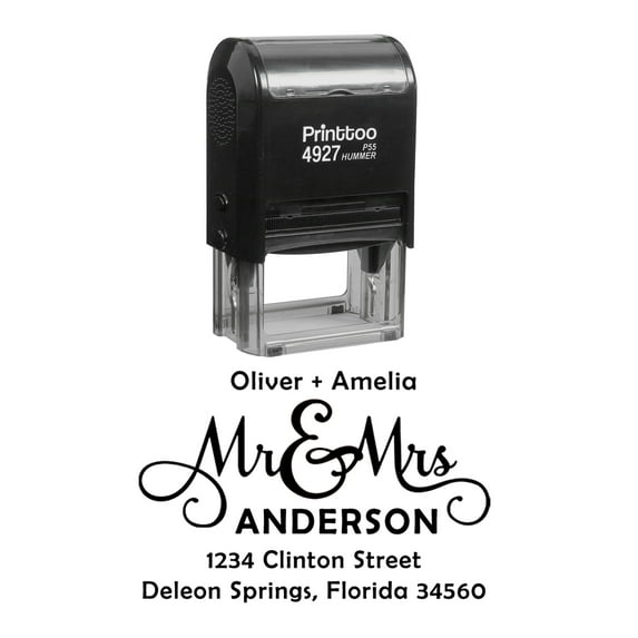 Printtoo Personalized Black Self Inking Address Stamp Custom Rubber Stamper -60 x 40 mm