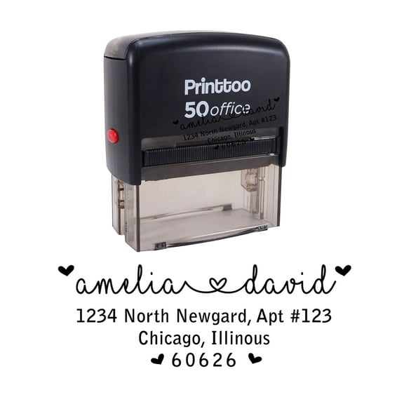 Printtoo Personalized Black Self Inking Address Wedding Favor Stamp Custom Rubber Stamper-68 x 30 mm