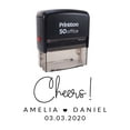 thumbnail image 1 of Printtoo Personalized Black Self Inking Cheers Custom Wedding Favor Rubber Stamper-68 x 30 mm, 1 of 6