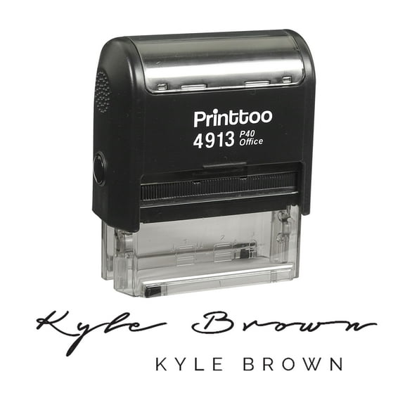Printtoo Personalized Black Self Inking Custom Custom Signature Rubber Stamper-58 x 22 mm