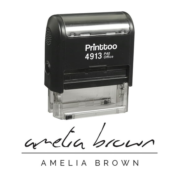 Printtoo Personalized Black Self Inking Custom Signature Stamp Custom Rubber Stamper-58 x 22 mm