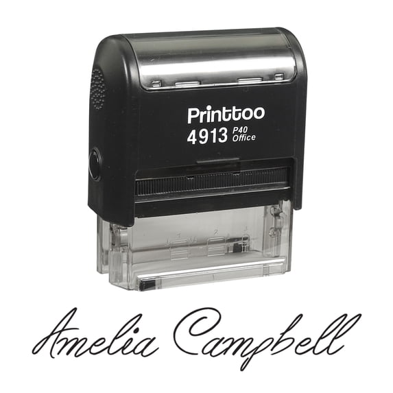 Printtoo Personalized Black Self Inking Custom Stamp Custom Signature Rubber Stamper -58 x 22 mm