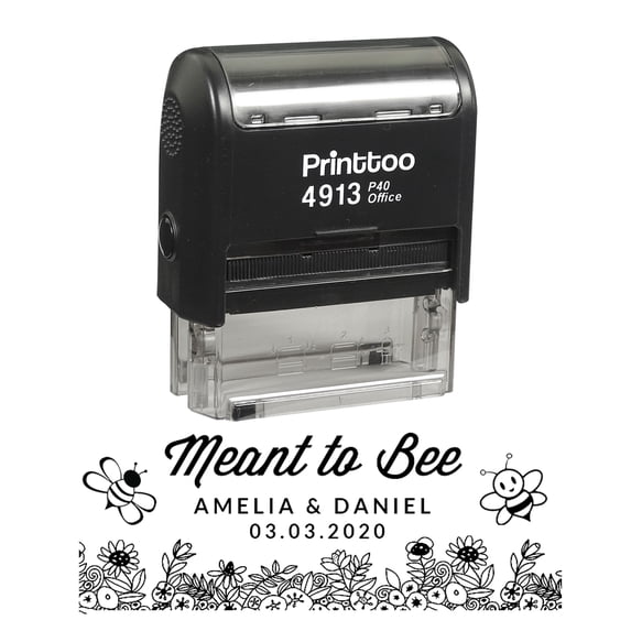 Printtoo Personalized Black Self Inking Meant To Bee Stamp Custom Wedding Favor Rubber Stamper-58 x 22 mm
