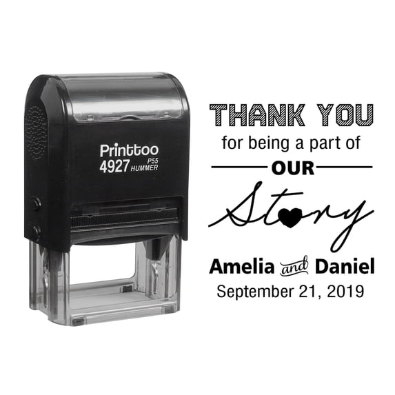 Printtoo Personalized Black Self Inking Thank You For Being A Part Of Our Story Favor Stamp Custom Wedding Favor Rubber Stamper-60 x 40 mm