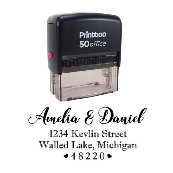 Printtoo Personalized Black Self Inking Wedding Invitation Stamp Custom Address Rubber Stamper-68 x 30 mm