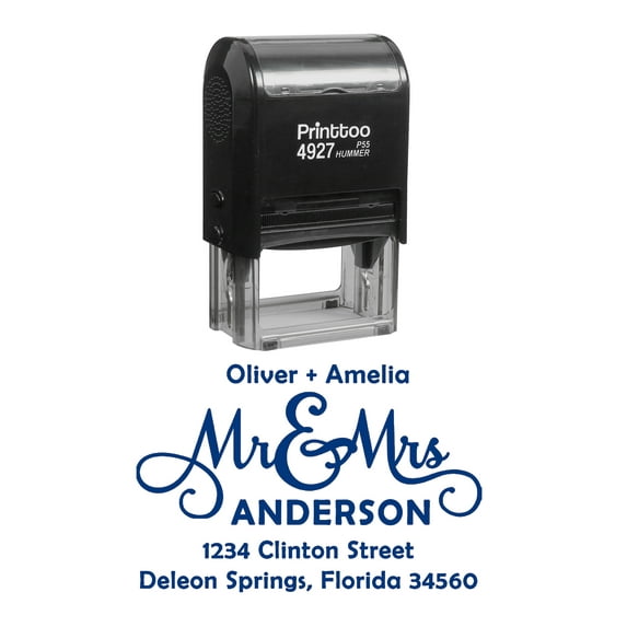 Printtoo Personalized Blue Self Inking Address Favor Stamp Custom Rubber Stamper-60 x 40 mm