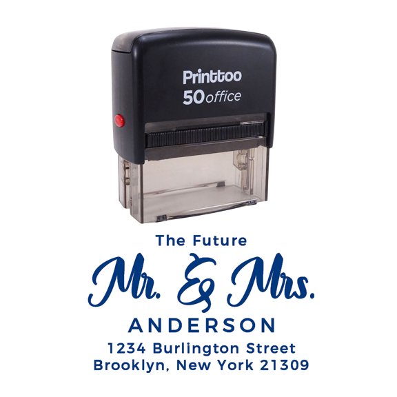 Printtoo Personalized Blue Self Inking Address Stamp Custom Future Rubber Stamper -68 x 30 mm
