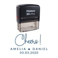 thumbnail image 1 of Printtoo Personalized Blue Self Inking Cheers Wedding Favor Stamp Custom Rubber Stamper-68 x 30 mm, 1 of 6