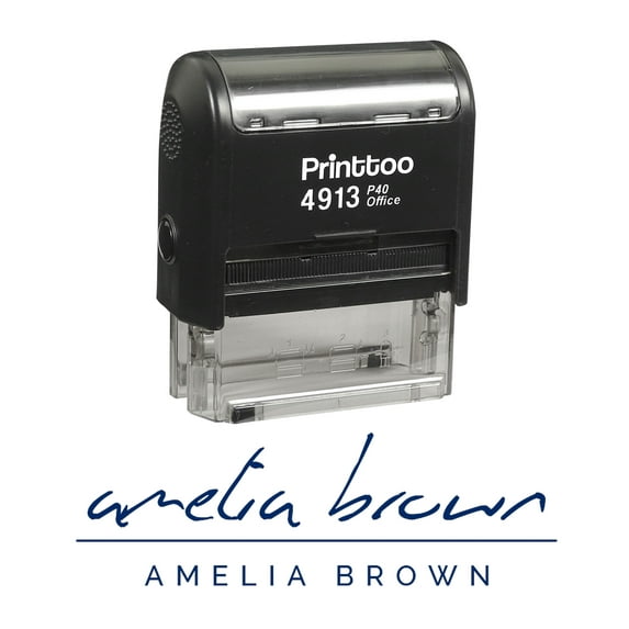 Printtoo Personalized Blue Self Inking Custom Favor Stamp Custom Signature Rubber Stamper-58 x 22 mm