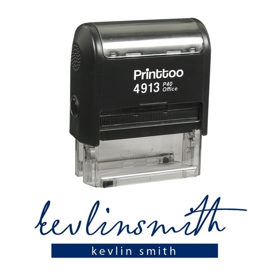 Printtoo Personalized Blue Self Inking Custom Favor Stamp Custom Signature Rubber Stamper-58 x 22 mm