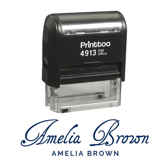 Printtoo Personalized Blue Self Inking Custom Favor Stamp Custom Signature Rubber Stamper-58 x 22 mm