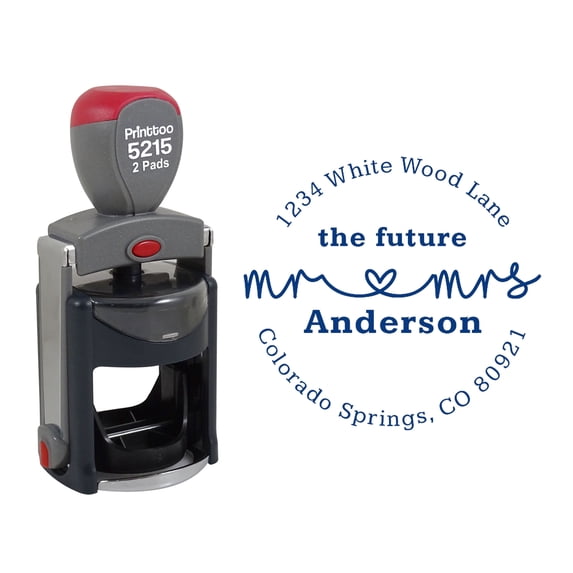Printtoo Personalized Blue Self Inking Future Custom Stamper Address Round Heavy Duty Stamp-45 mm