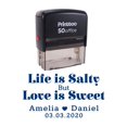 thumbnail image 1 of Printtoo Personalized Blue Self Inking Life Is Salty But Love Is Sweet Stamp Custom Wedding Favor Rubber Stamper -68 x 30 mm, 1 of 6