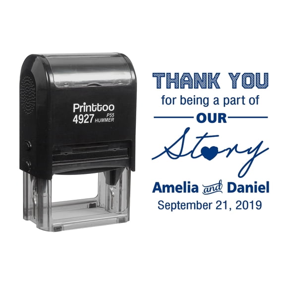 Printtoo Personalized Blue Self Inking Thank You For Being A Part Of Our Story Stamp Custom Wedding Favor Rubber Stamper-60 x 40 mm