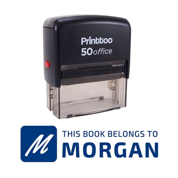 Printtoo Personalized Blue Self Inking This Book Belongs To Custom Library Rubber Stamper-68 x 30 mm