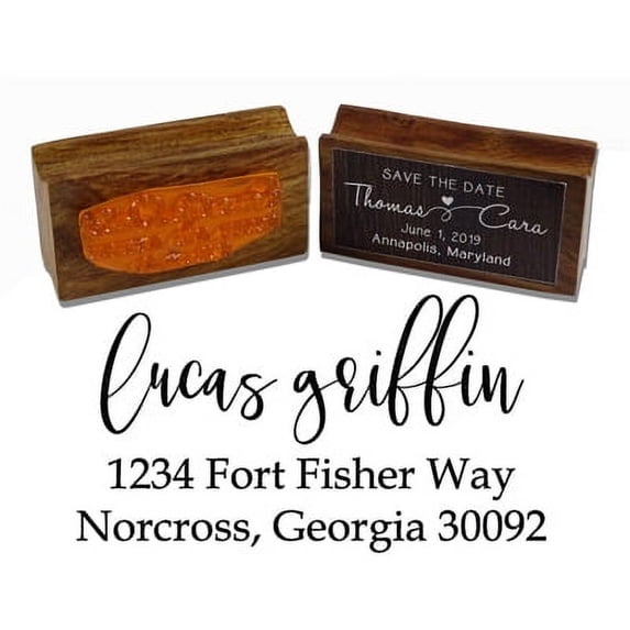 Printtoo Personalized Calligraphy Family Address Return Wood Mounted Rubber Stamp