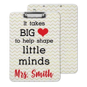 Printtoo Personalized Clipboard For Teachers Gift Classroom School and Office Use Hardboard Letter Size w/ Low Profile Clip w/ Free Marker & Eraser,Teachers Day Gift-9x12.5 Inch