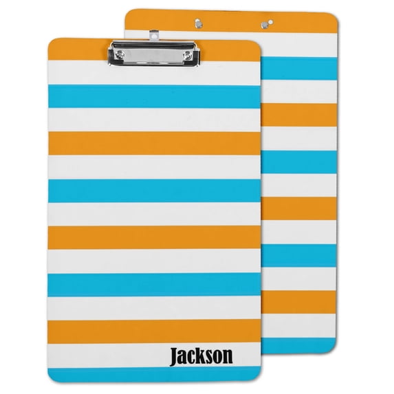 Printtoo Personalized Clipboard For Students Classroom School and Office Use Hardboard Letter Size w/ Low Profile Clip w/ Free Marker & Eraser,Stripes-9x15 Inch
