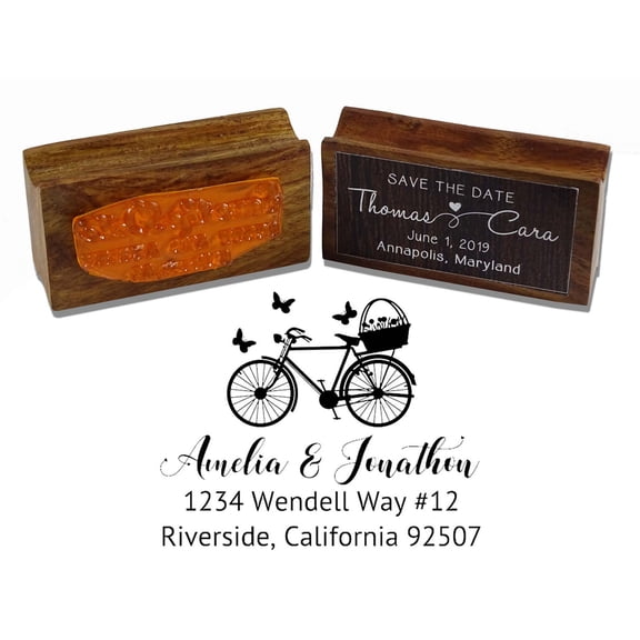 Printtoo Personalized Custom Bicycle Monogram Return Address Wood Mounted Envelope Rubber Stamp