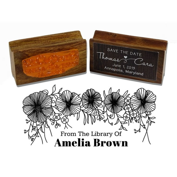 Printtoo Personalized Custom Teacher Rubber Stamp Custom Wood Mounted Library Stamper-2.6 x 1.1 Inches