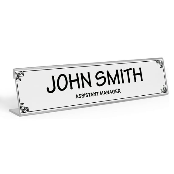 Printtoo Personalized Desk Name Plate Pretty Border Custom Acrylic Office Desk Name Plate Accessory 2x10 Inches