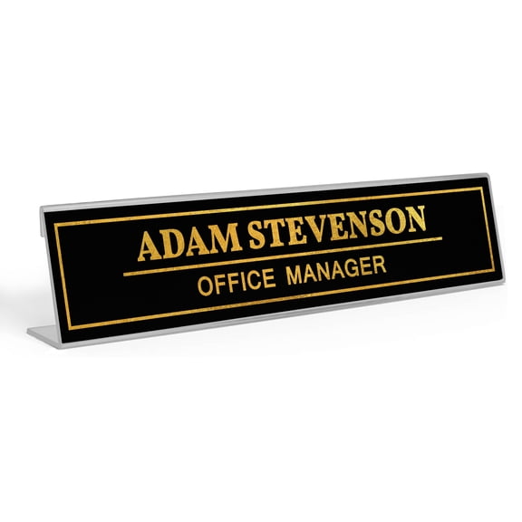 Printtoo Personalized Desk Name Plate Pretty Classic Custom Acrylic Office Desk Name Plate Accessory 2x10 Inches