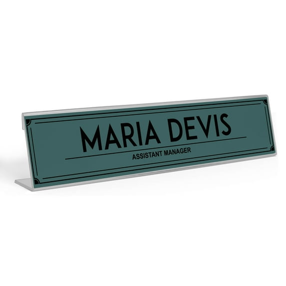 Printtoo Personalized Desk Name Plate Pretty Classic Custom Acrylic Office Desk Name Plate Accessory 2x10 Inches