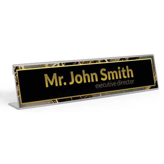 Printtoo Personalized Desk Name Plate Pretty Marble Custom Acrylic Office Desk Name Plate Accessory 2x10 Inches
