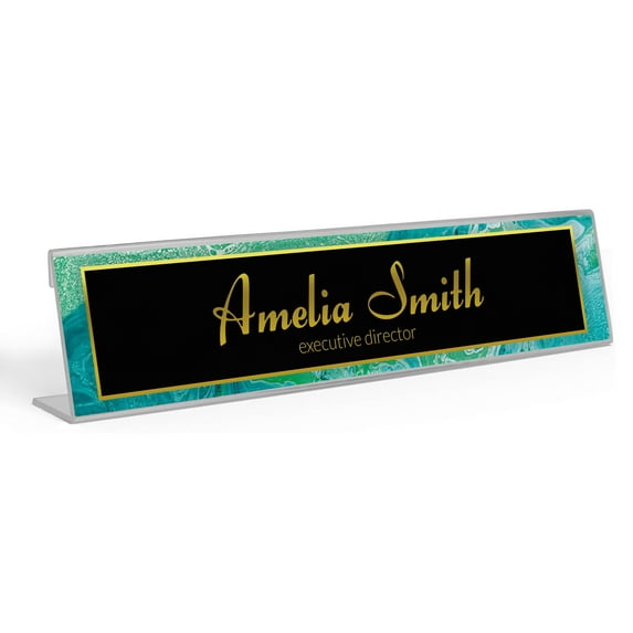 Printtoo Personalized Desk Name Plate Pretty Ocean Custom Acrylic Office Desk Name Plate Accessory 2x8 Inches