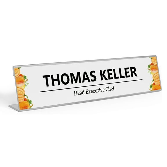 Printtoo Personalized Desk Name Plate Pretty Pumpkin Custom Acrylic Office Desk Name Plate Accessory 2x8 Inches