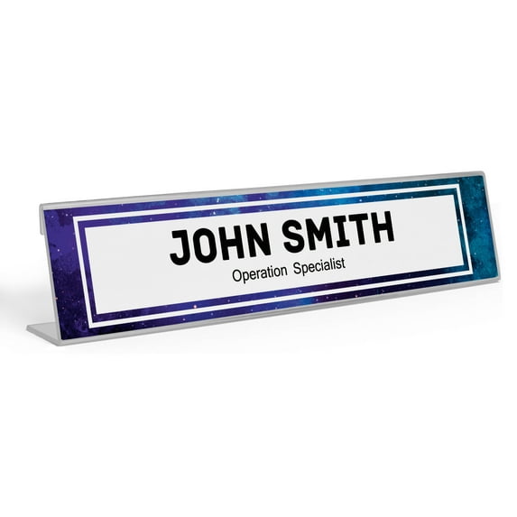 Printtoo Personalized Desk Name Plate Pretty Universe Custom Acrylic Office Desk Name Plate Accessory 2x10 Inches