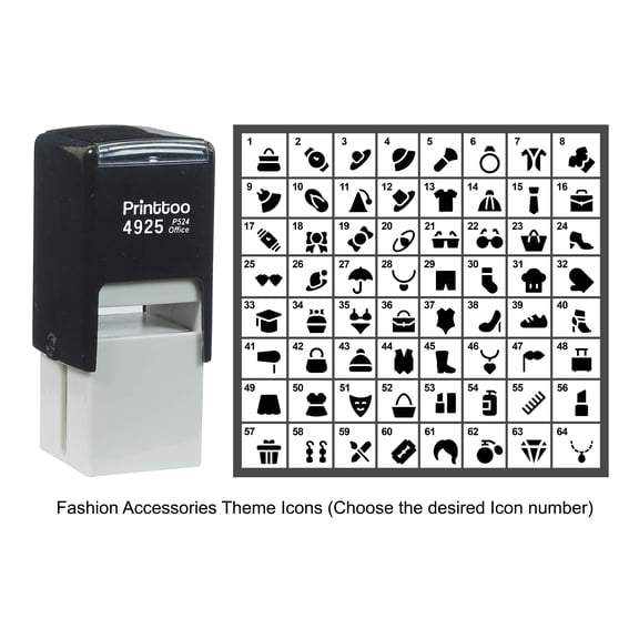 Printtoo Personalized Fashion Accessories Icons Rubber Stamp Self Inking Stamper 24 mm-VIolet
