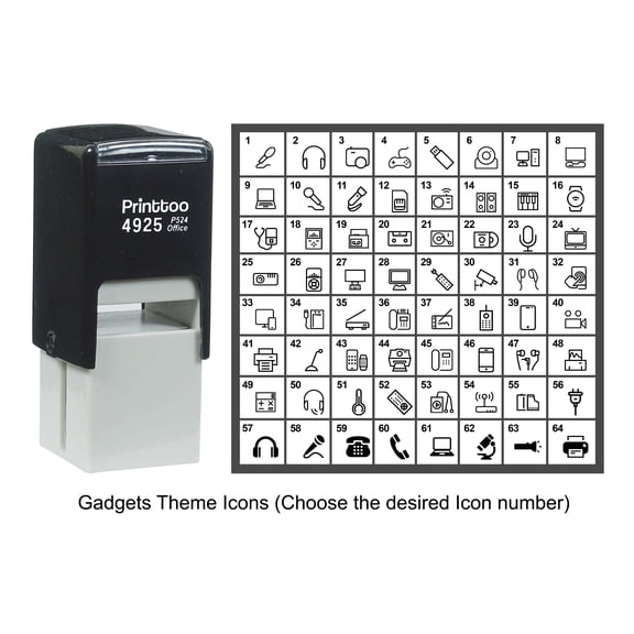 Printtoo Personalized Gadgets Theme Icons Rubber Stamp Self Inking Stamper 24 mm-Blue
