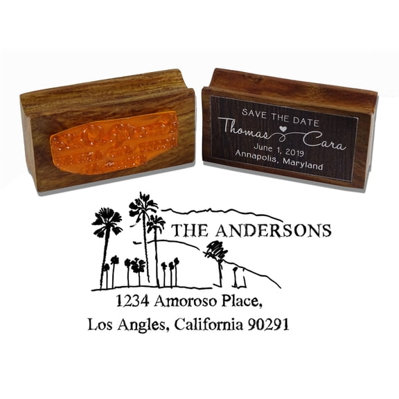 Printtoo Personalized Housewarming Rubber Stamp Custom Wood Mounted Address Stamper-2.6 x 1.1 Inches