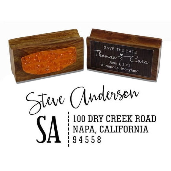 Printtoo Personalized Monogram Return Address Wood Mounted Rubber Stamp Stationary