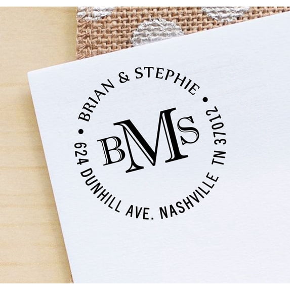 Printtoo Personalized Monogram Self Inking Round Address Stamp Custom Wedding Invitation Stamp Gift