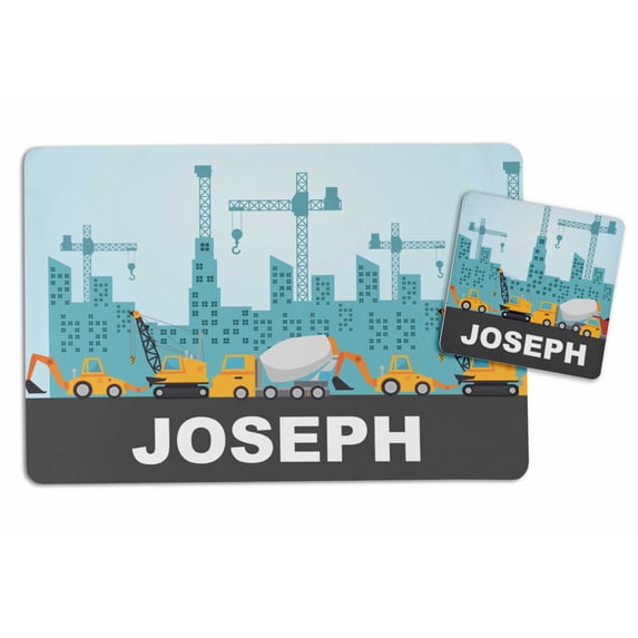 Printtoo Personalized Placemat & Coaster Set For Kids Toddlers,Birthday Gift For Boys,Gift For Girls,Race Car-8x11.5 Inch