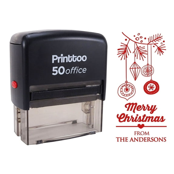 Printtoo Personalized Red Self Inking Custom Christmas Stamp Custom Rubber Stamper-68 x 30 mm