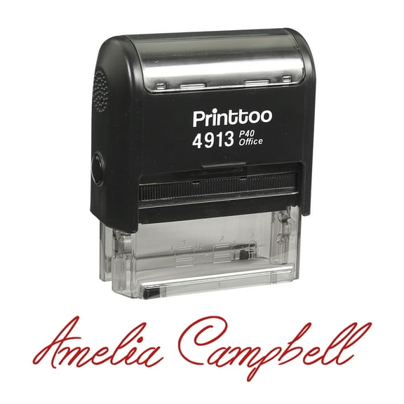 Printtoo Personalized Red Self Inking Custom Custom Signature Rubber Stamper-58 x 22 mm