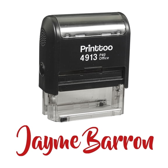 Printtoo Personalized Red Self Inking Custom Custom Signature Rubber Stamper-58 x 22 mm